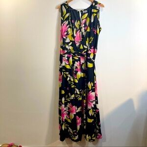 CHAI Sz XL True Wrap Floral A-line  Flare Maxi Dress